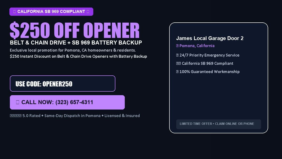 James Local Garage Door $250 OFF Premium LiftMaster Opener Installation
